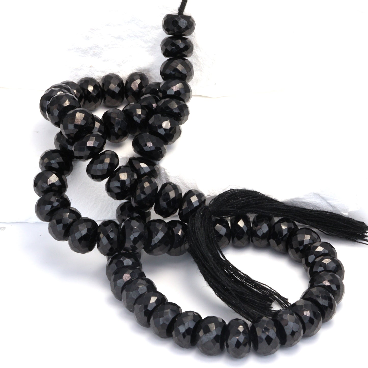 Black Spinel 8mm Faceted Rondelles