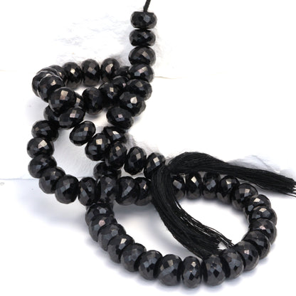 Black Spinel 8mm Faceted Rondelles