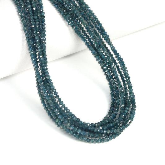 Blue Diamond 2.1mm – 2.4mm Hand Faceted Rondelles Bead Strand