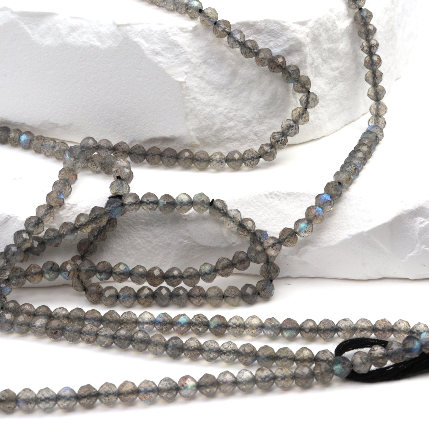 Blue Labradorite 4mm Faceted Rondelles Bead Strand