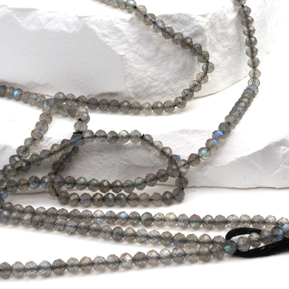 Blue Labradorite 4mm Faceted Rondelles Bead Strand