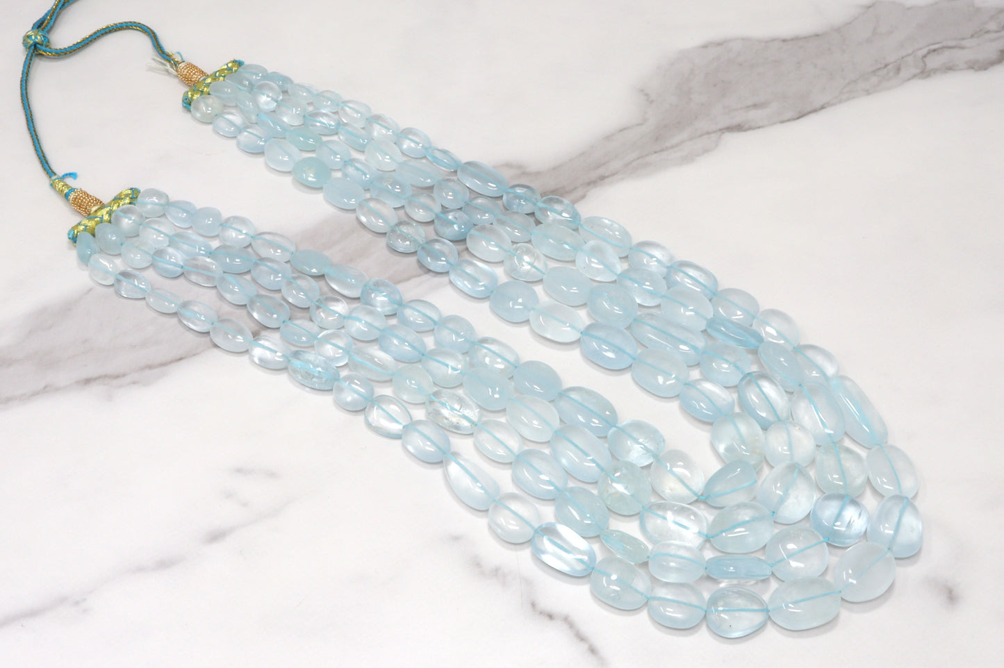 Blue Aquamarine 11x9mm – 20x16mm Smooth Nuggets 1 Strand Bead Necklace