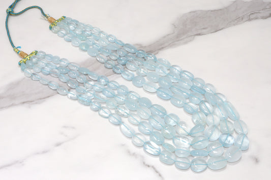 Blue Aquamarine 11x9mm – 20x16mm Smooth Nuggets 1 Strand Bead Necklace