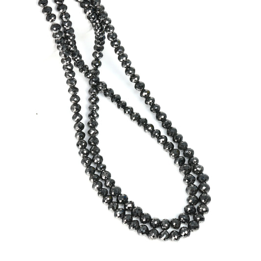 Black Diamond 3.5mm – 4.5mm Hand Faceted Rondelles Bead Strand