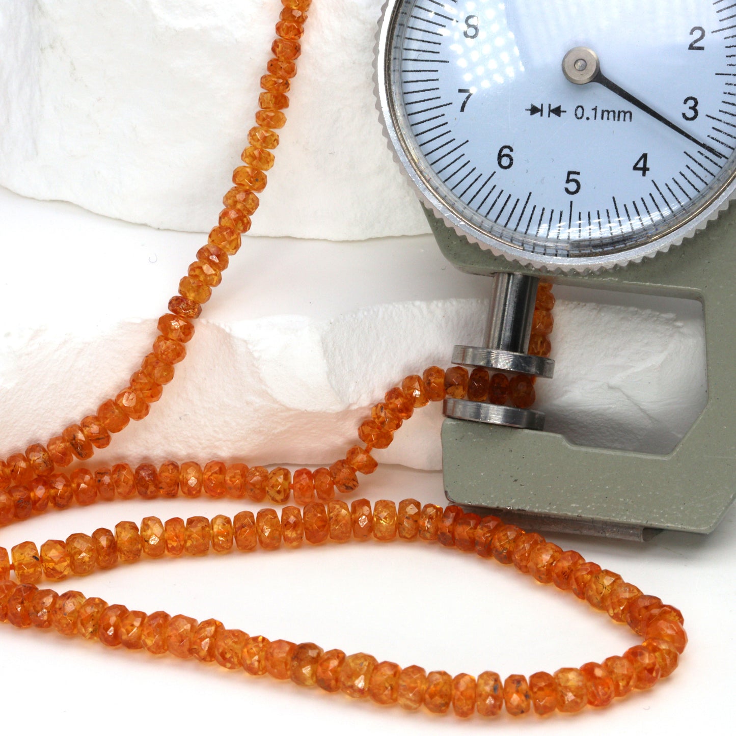 Spessartite Garnet 3mm - 4mm Hand Faceted Rondelles Bead Strand