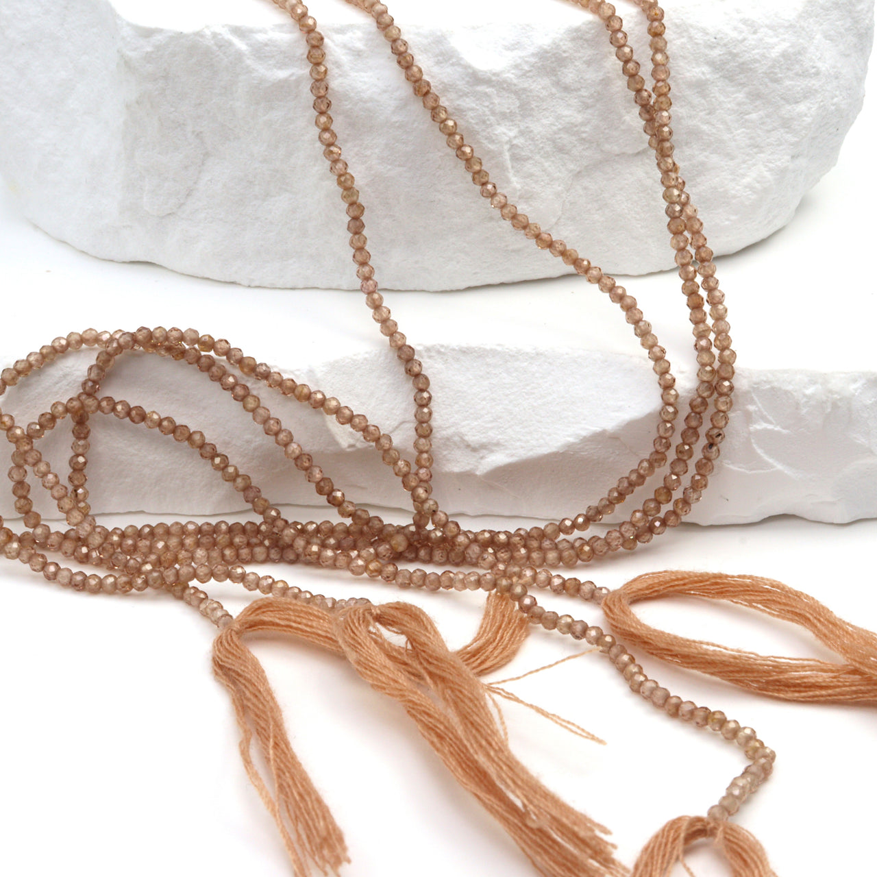 Brown Zircon 1.8mm Faceted Rounds Bead Strand