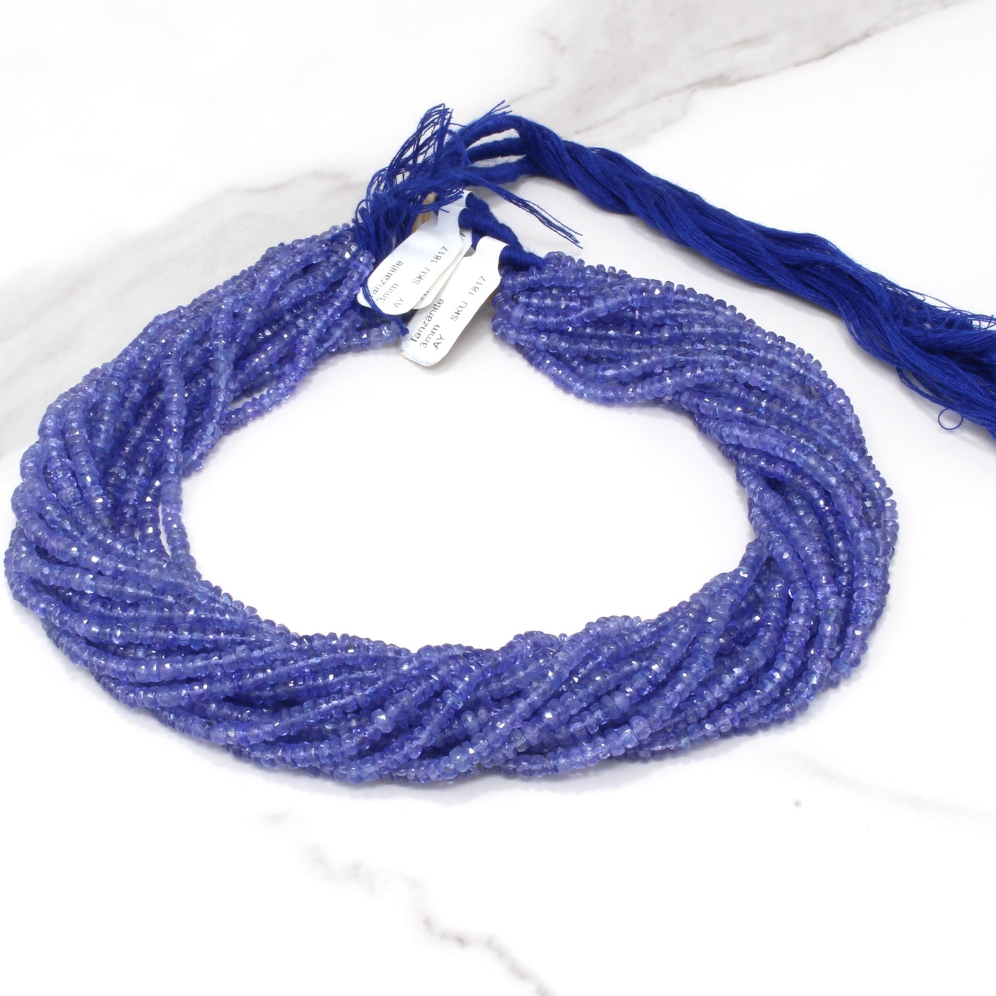 Blue Tanzanite 3mm Faceted Rondelles