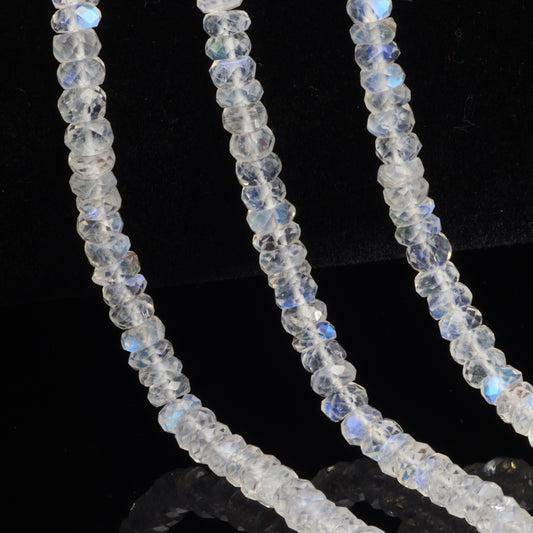 AA Blue Rainbow Moonstone 5mm Faceted Rondelles