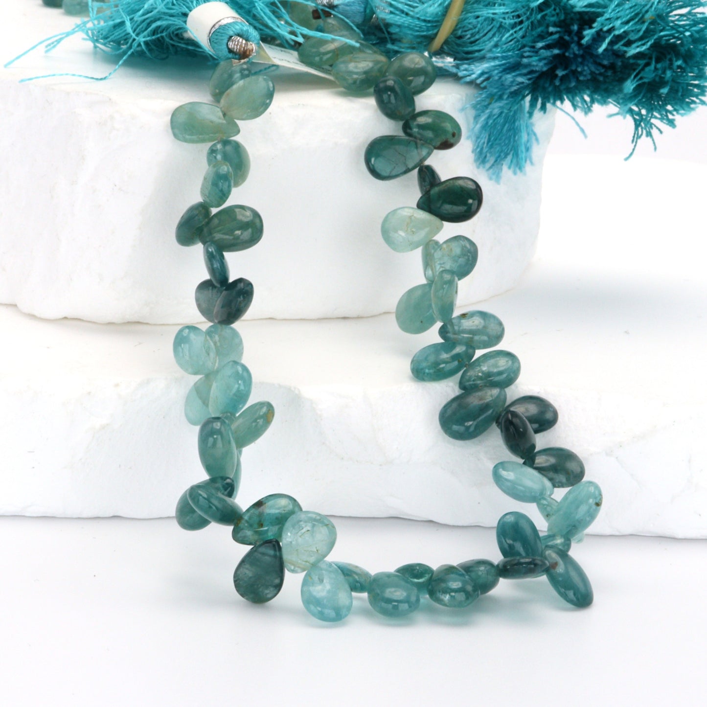 Ombre Blue Grandiderite 8x5mm Smooth Pear Shaped Briolettes