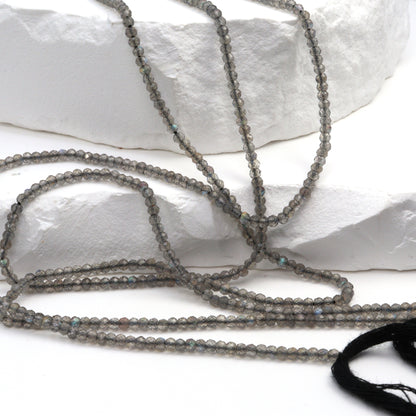 Blue Labradorite 2.5mm Faceted Rondelles Bead Strand