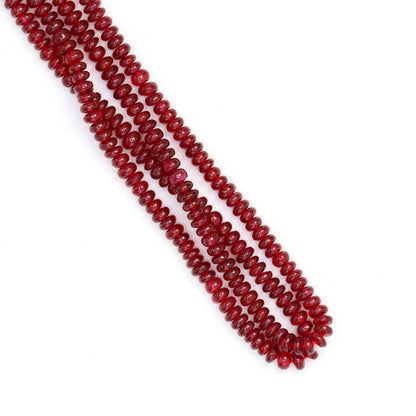 AAA Red Ruby 3.75mm Smooth Rondelles Bead Strand