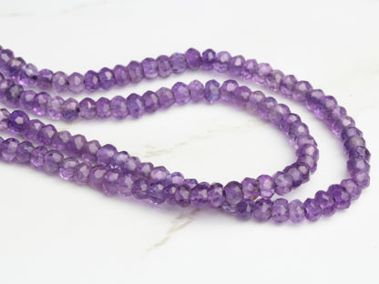Purple Amethyst 2.5mm Faceted Rondelles