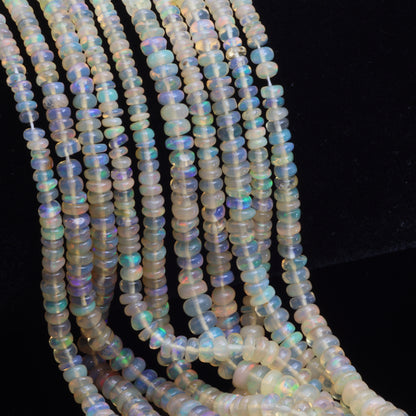 Yellow Ethiopian Opal 3mm - 4mm Smooth Rondelles Bead Strand