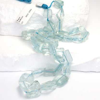 Blue Aquamarine 6x8mm Faceted Nuggets