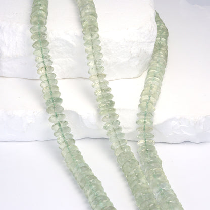 Green Amethyst 9mm German Cut Faceted Rondelles Bead Strand