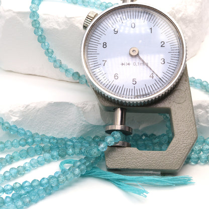 Sea Blue Apatite 4mm Faceted Rondelles Bead Strand