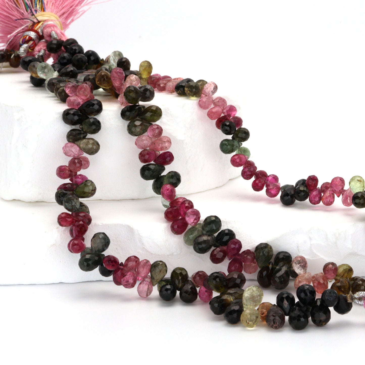 Watermelon Tourmaline 6x4mm Faceted Teardrop Briolettes