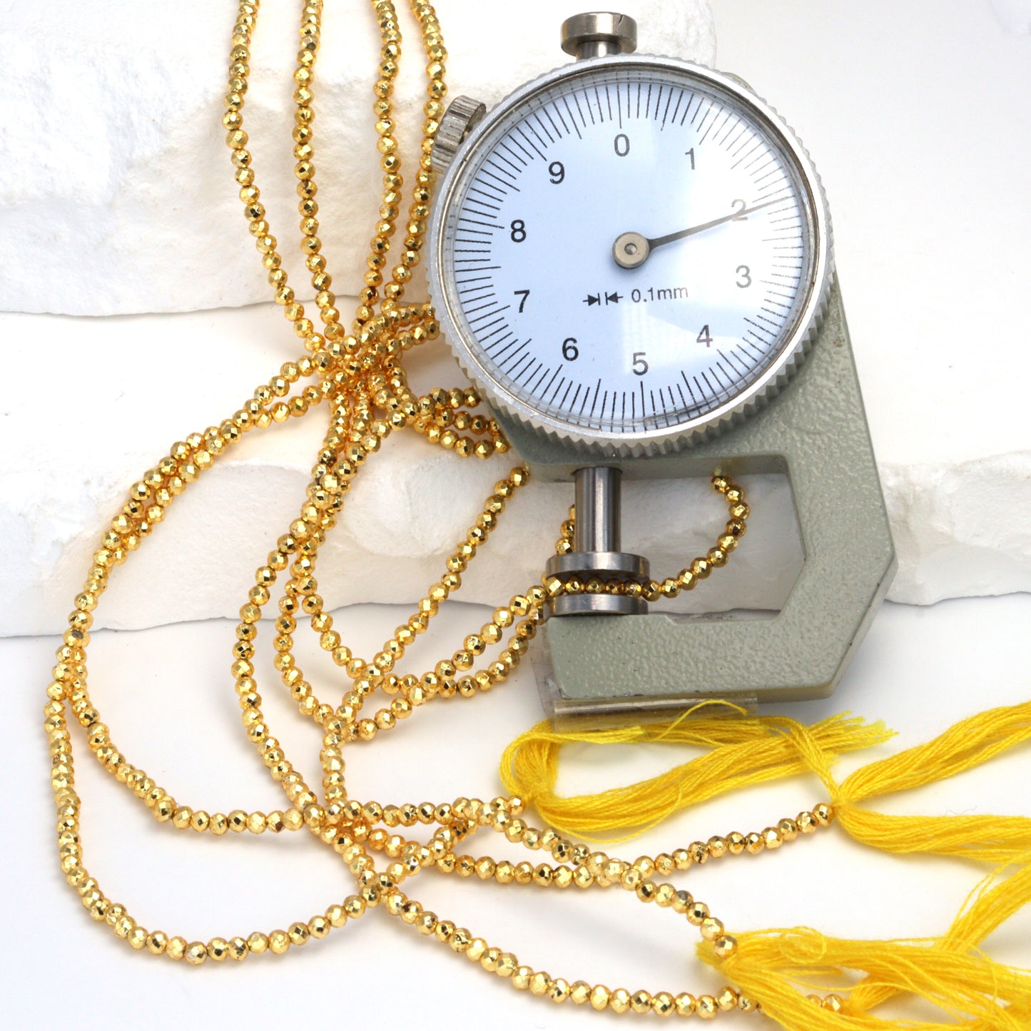 Gold Plated Pyrite 2mm Faceted Rounds Bead Strand