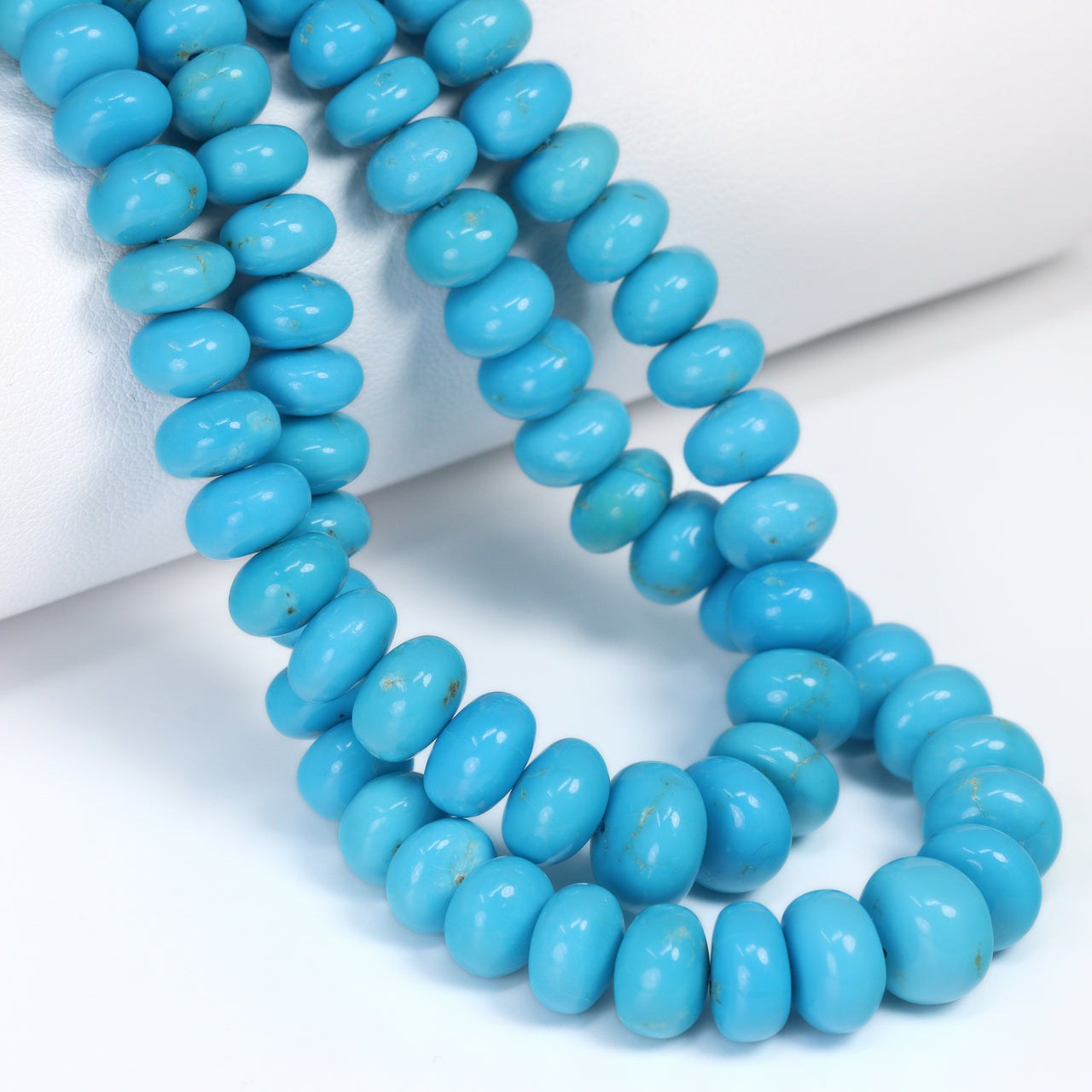 Sleeping Beauty Turquoise 7mm – 10mm Smooth Rondelles Bead Strand