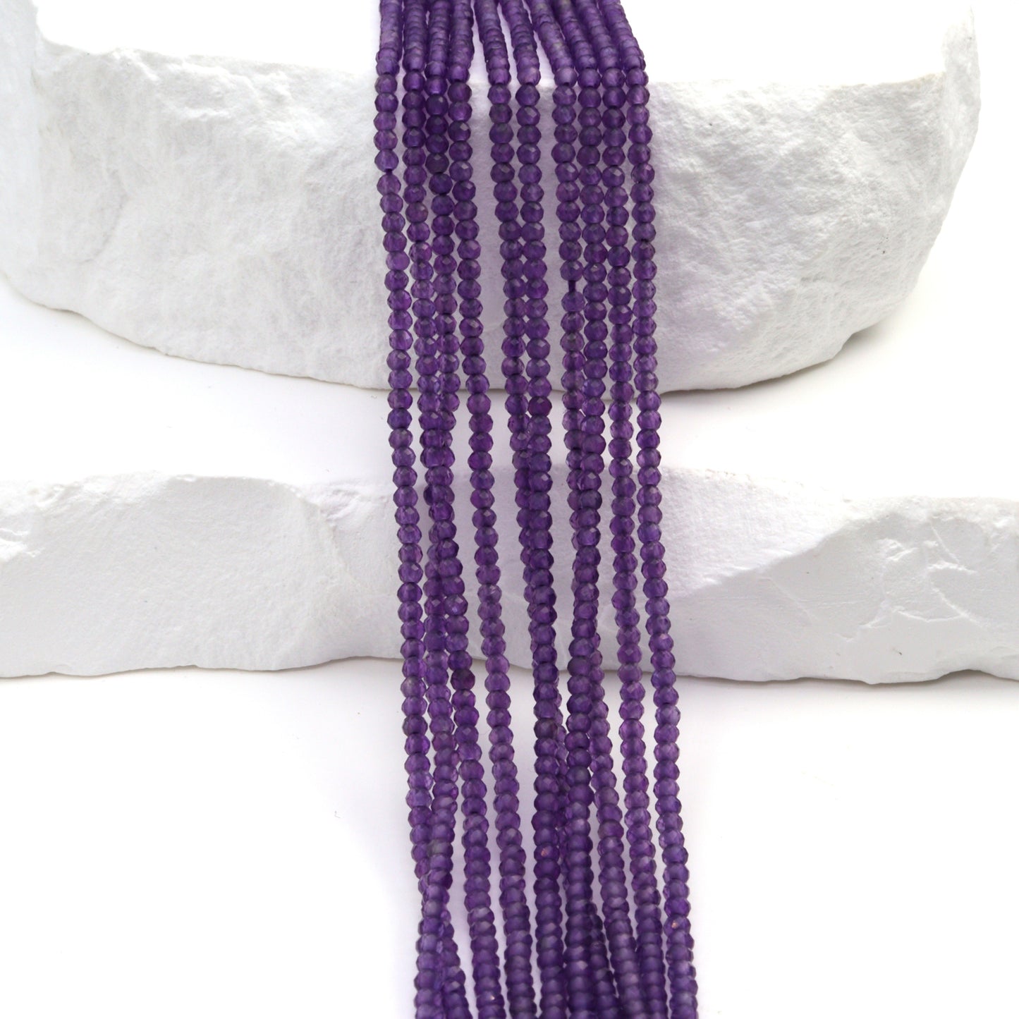 Purple Amethyst 1.8mm Faceted Rounds Bead Strand