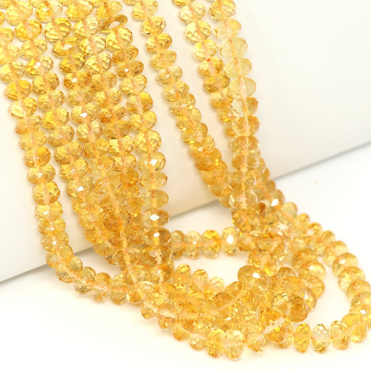 Yellow Citrine 5mm - 7mm Faceted Rondelles Bead Strand