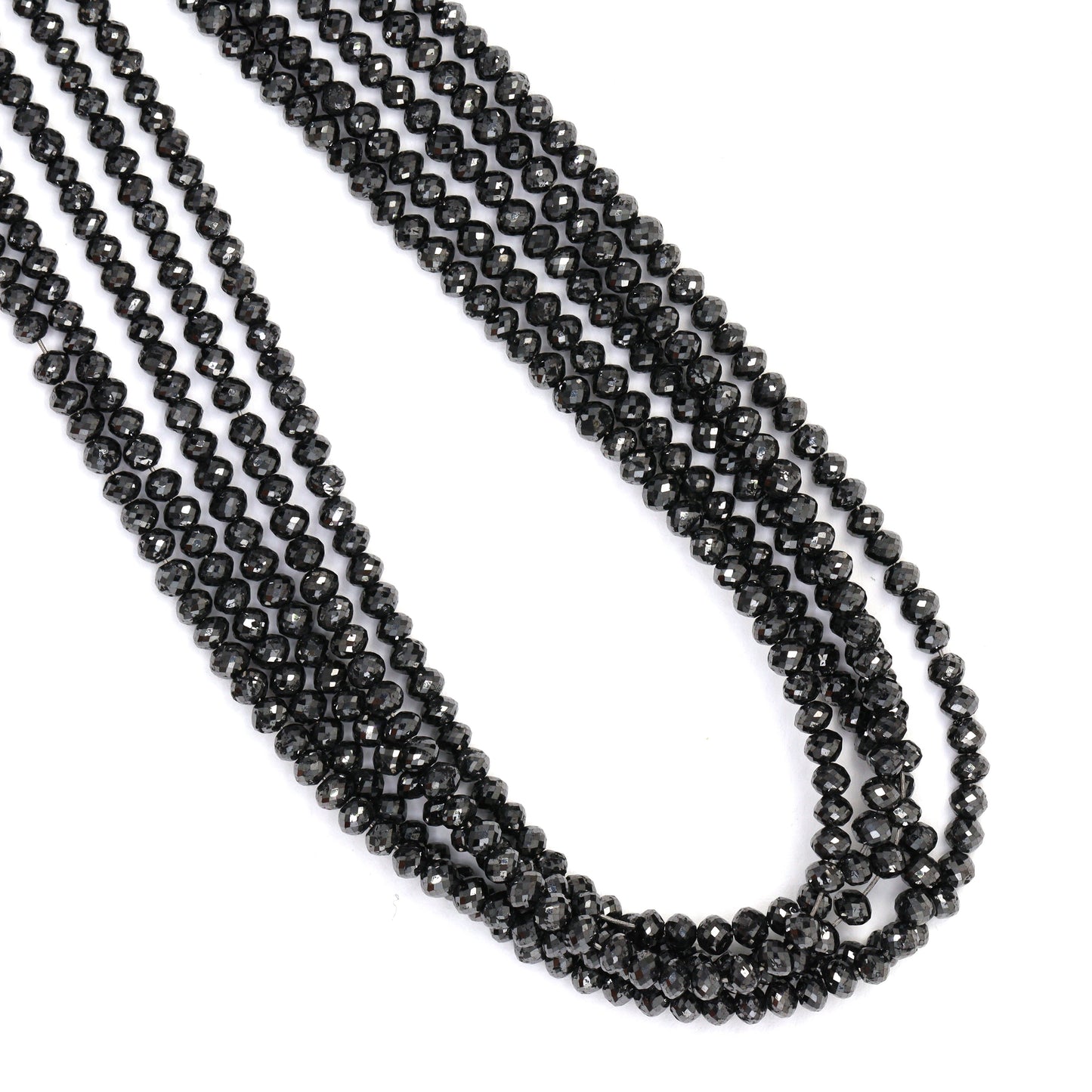 Black Diamond 2.4mm - 2.7mm Hand Faceted Rondelles Bead Strand
