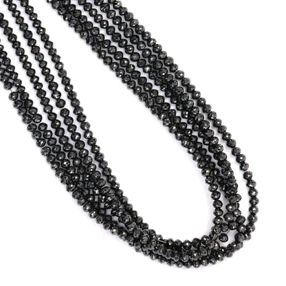 Black Diamond 2.4mm - 2.7mm Hand Faceted Rondelles Bead Strand