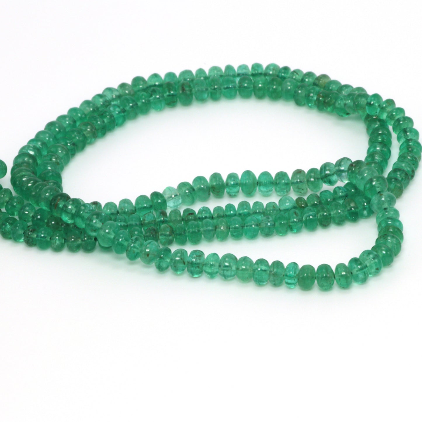 Green Emerald 3mm - 3.5mm Smooth Rondelles Bead Strand