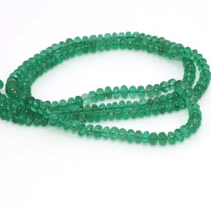 Green Emerald 3mm - 3.5mm Smooth Rondelles Bead Strand