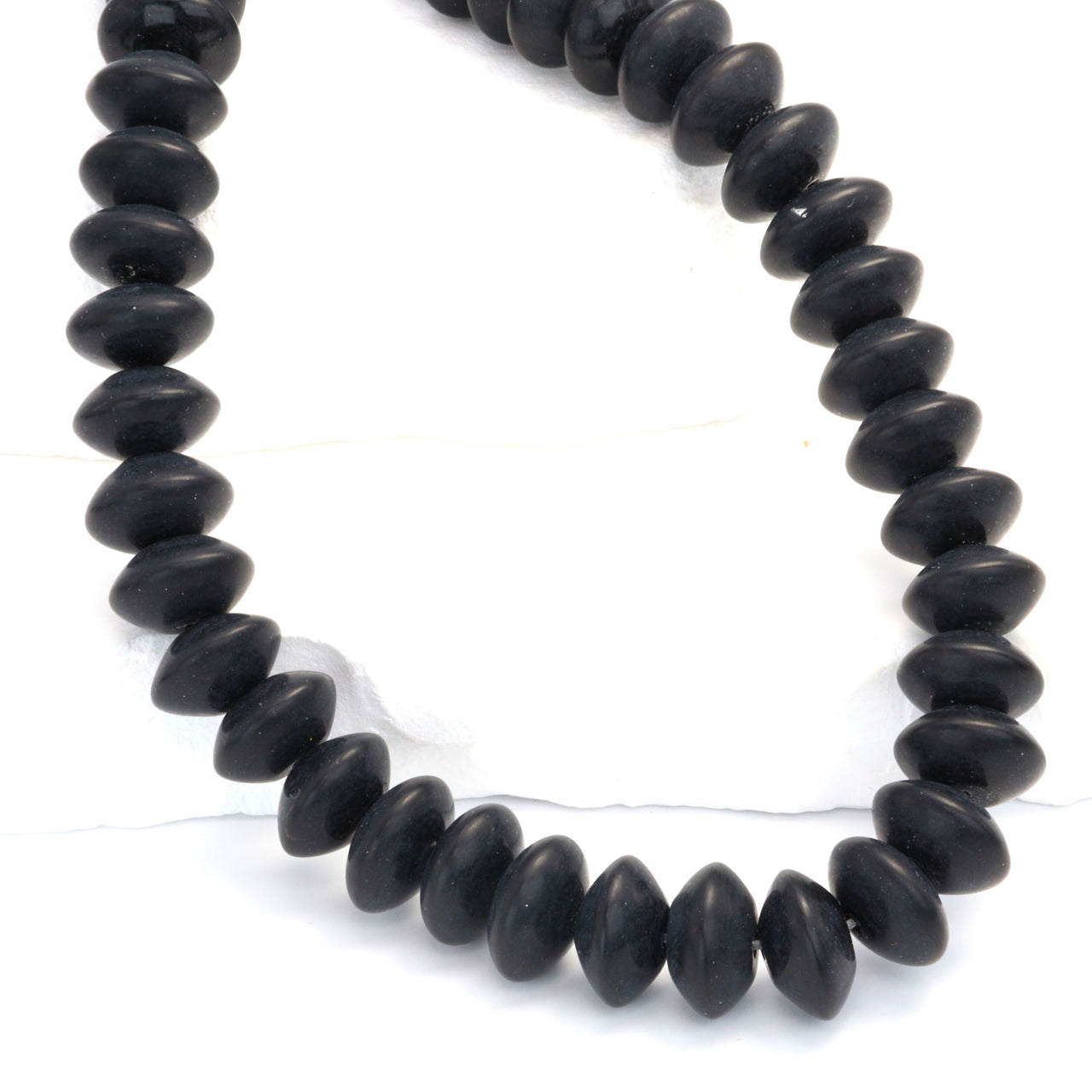 Matte Black Onyx 12mm German Cut Smooth Rondelles