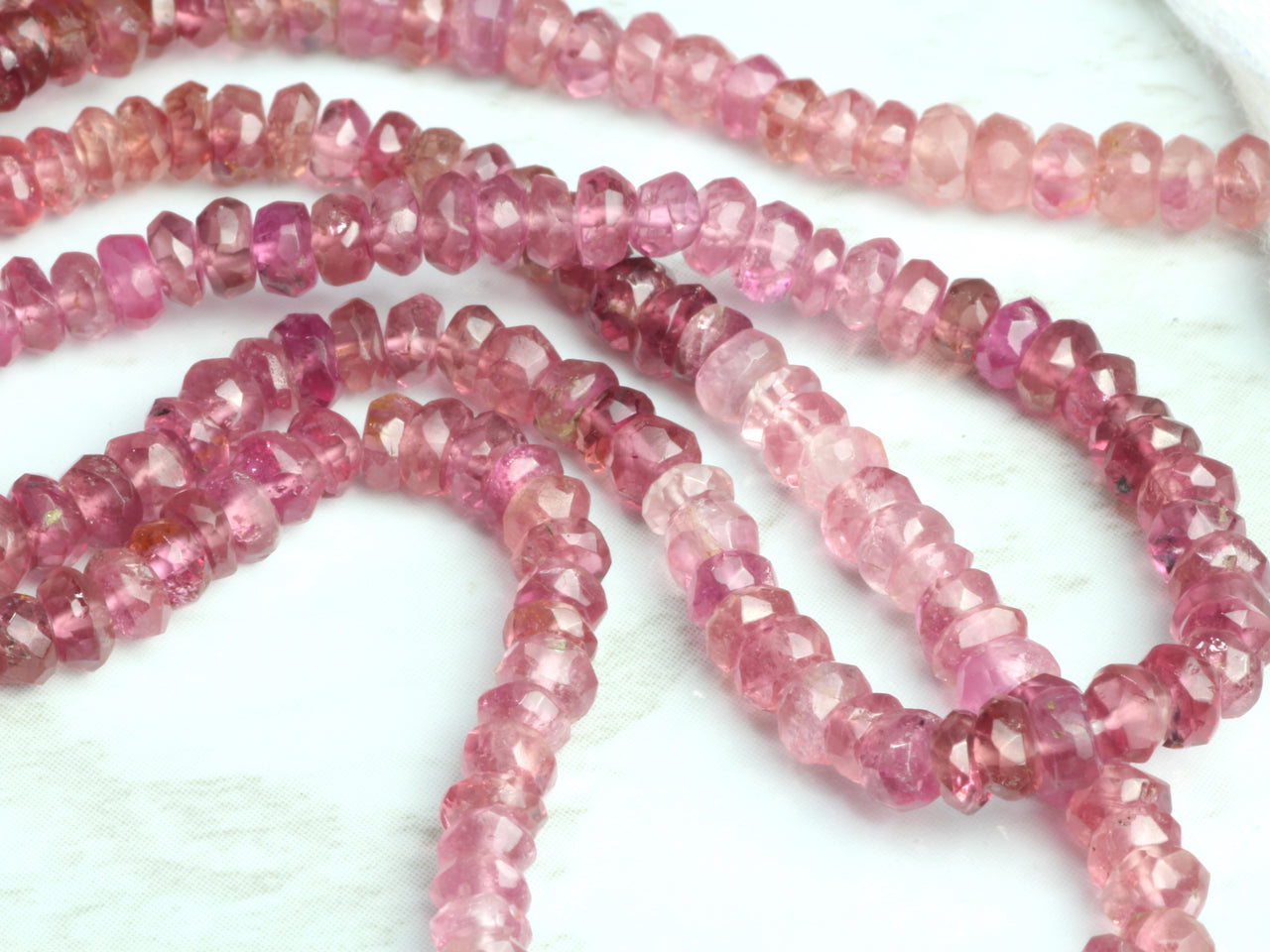 Ombre Pink Tourmaline 3.5mm Faceted Rondelles