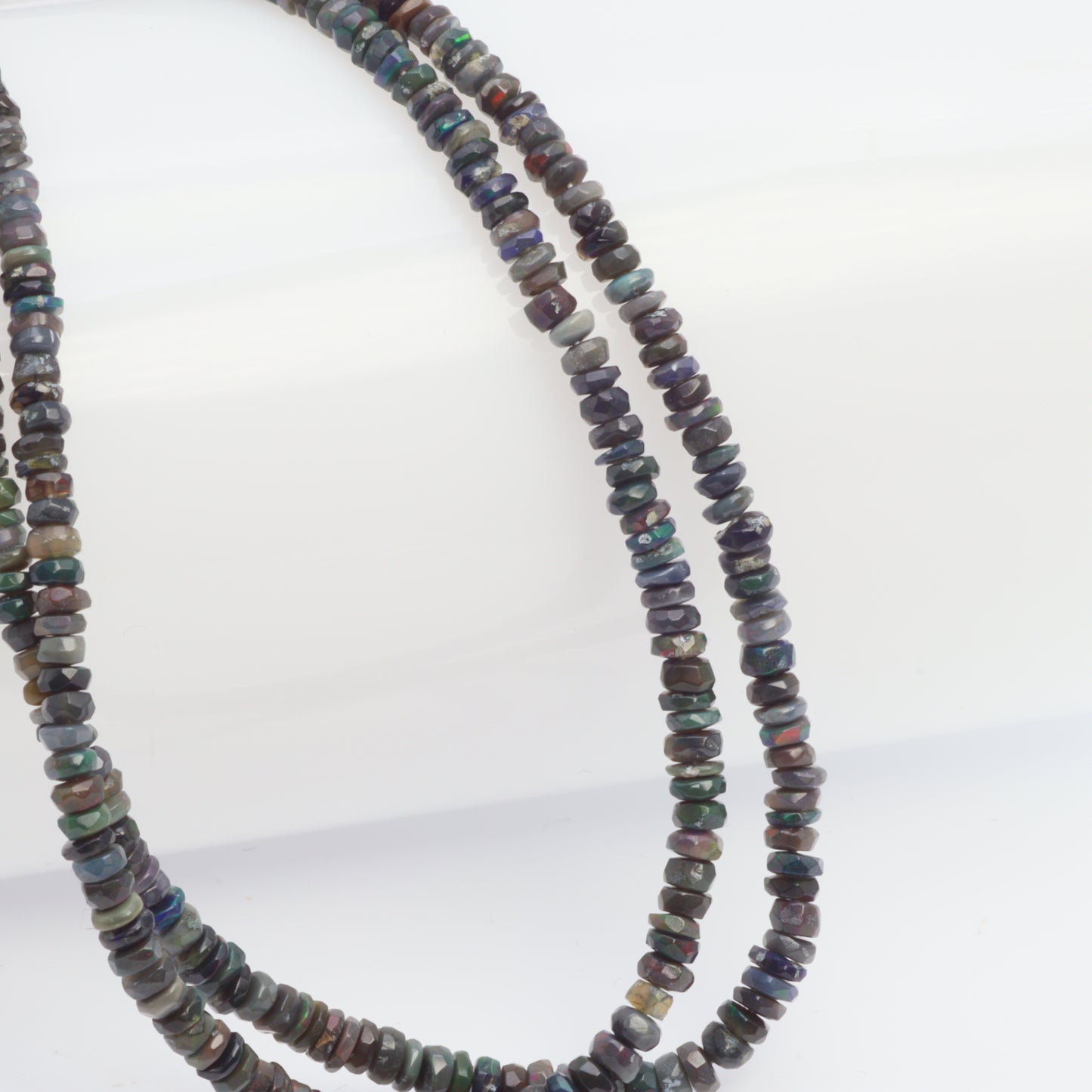 Black Ethiopian Opal 3mm Faceted Rondelles