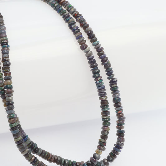 Black Ethiopian Opal 3mm Faceted Rondelles