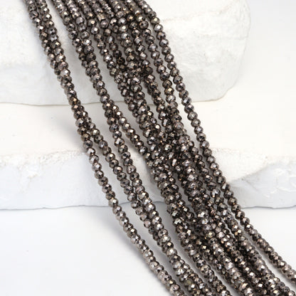 Gunmetal Plated Pyrite 3mm Faceted Rondelles Bead Strand