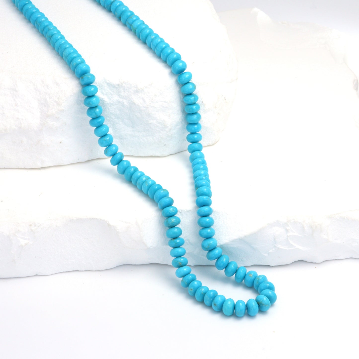 Sleeping Beauty Turquoise 5mm Smooth Rondelles Bead Strand