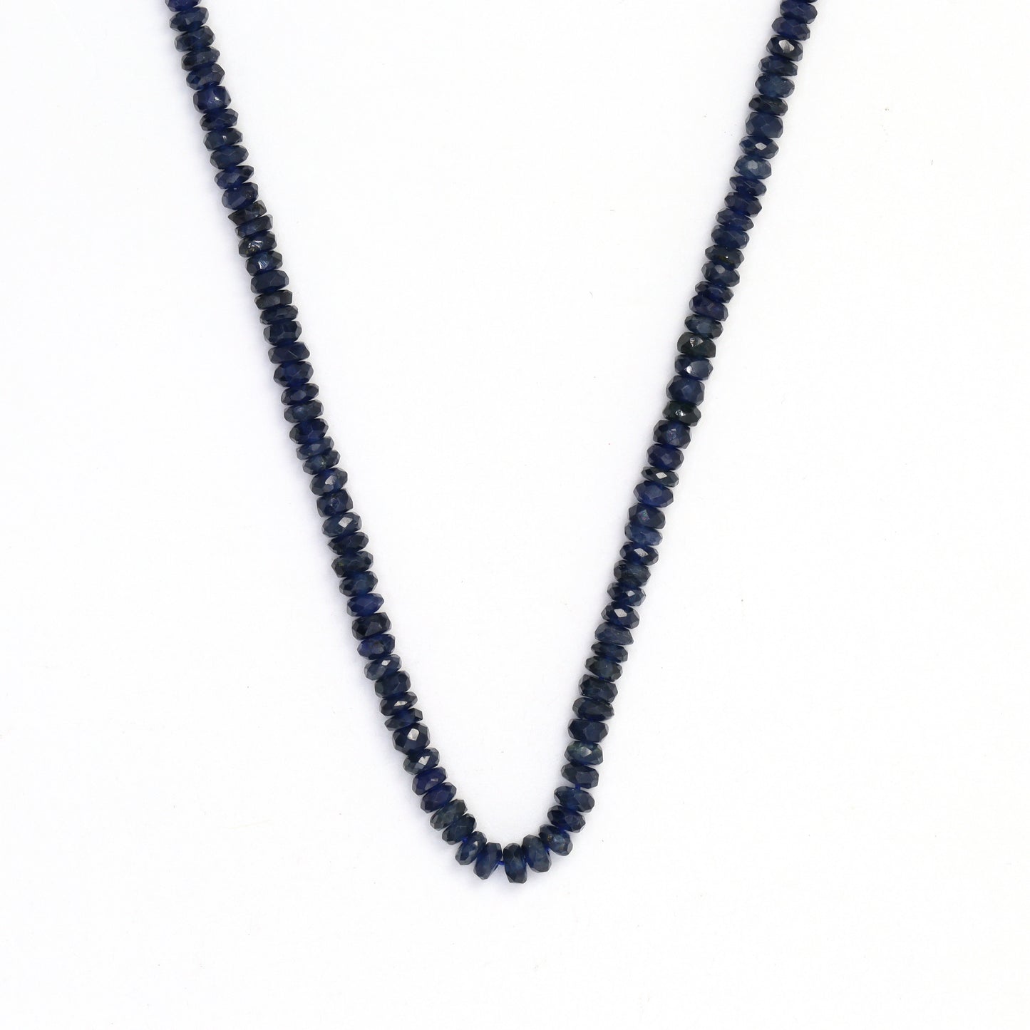 Deep Navy Blue Sapphire 3mm - 3.5mm Hand Faceted Rondelles Bead Strand