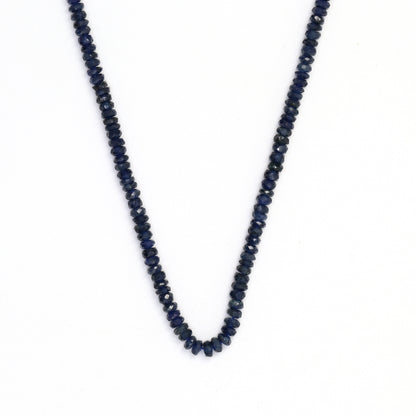 Deep Navy Blue Sapphire 3mm - 3.5mm Hand Faceted Rondelles Bead Strand