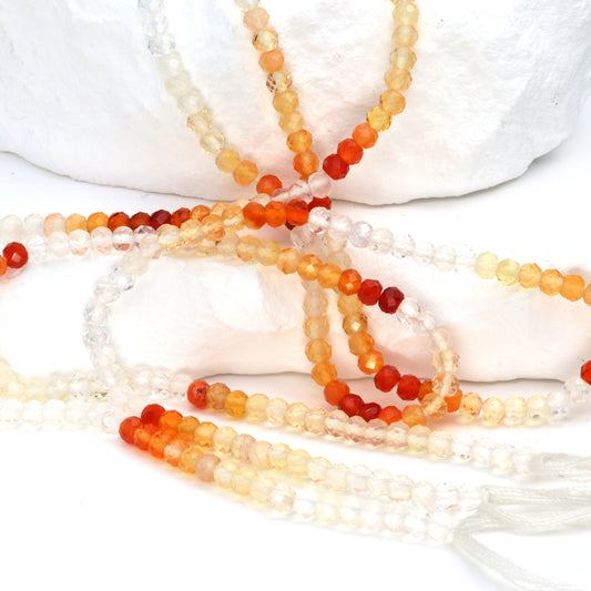 Ombre Mexican Fire Opal 3.5mm Faceted Rondelles Bead Strand