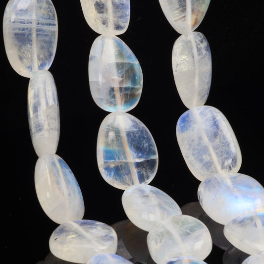 Blue Rainbow Moonstone 15x11mm Smooth Nuggets