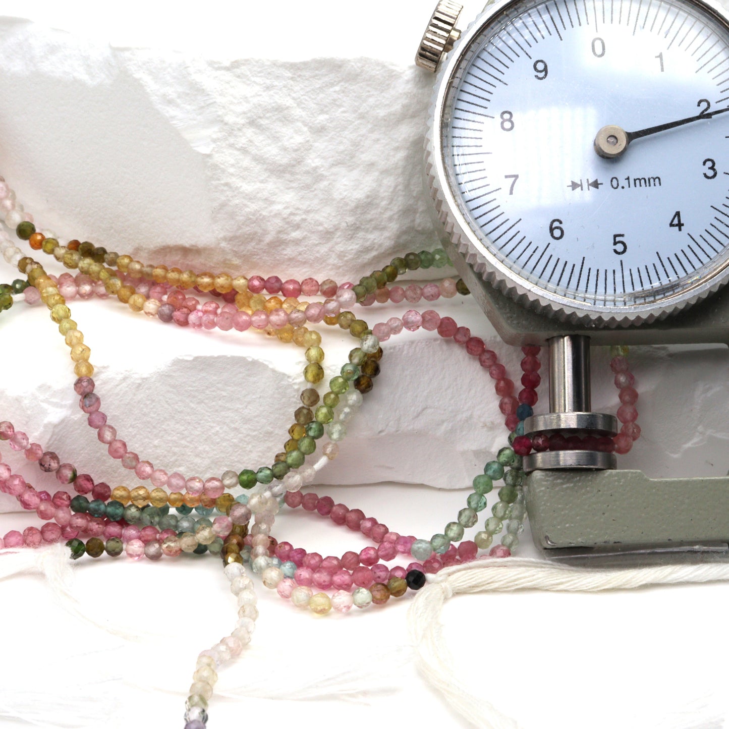 Watermelon Tourmaline 2mm Faceted Rounds Bead Strand