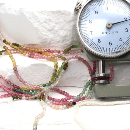 Watermelon Tourmaline 2mm Faceted Rounds Bead Strand