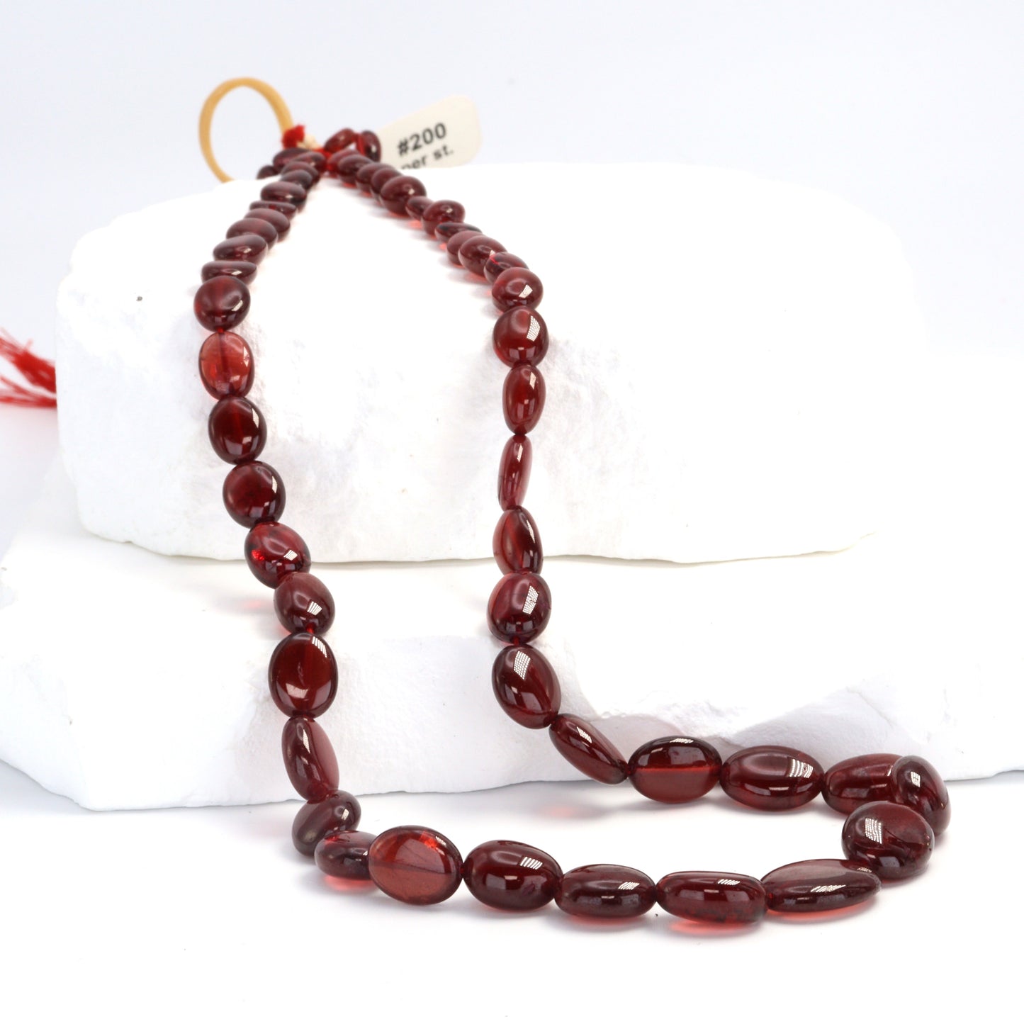 Red Garnet 6x4mm - 9x7mm Smooth Ovals Bead Strand