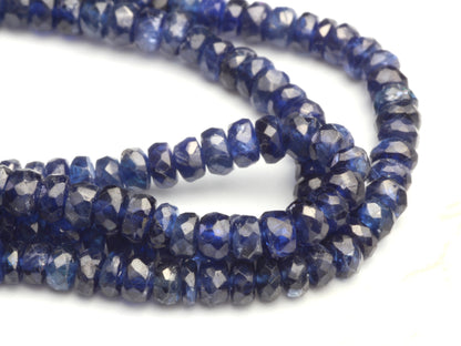 Navy Blue Sapphire 3.5mm Faceted Rondelles