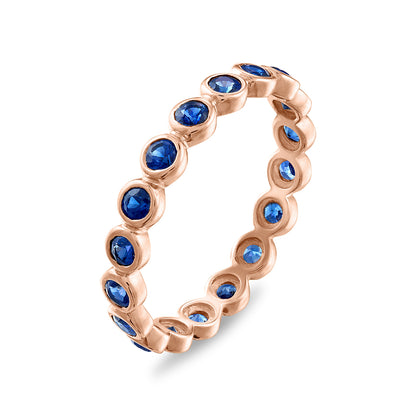 18K RG Bezel Set Blue Sapphire Eternity Band, Size 5