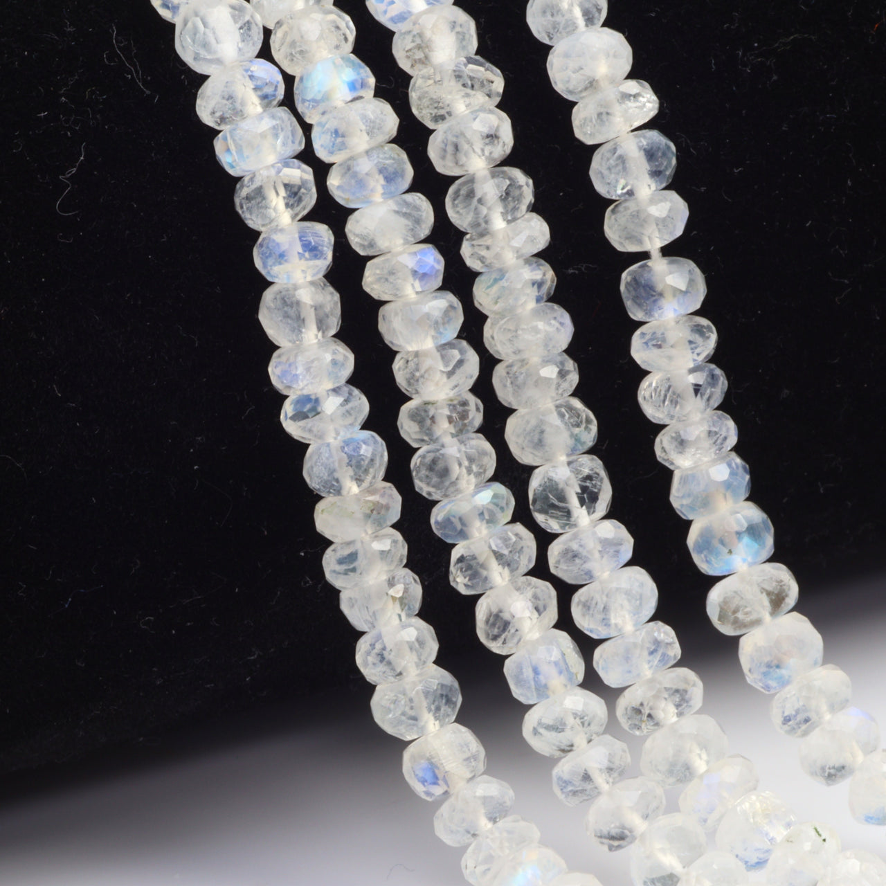 Blue Rainbow Moonstone 5mm Faceted Rondelles Bead Strand