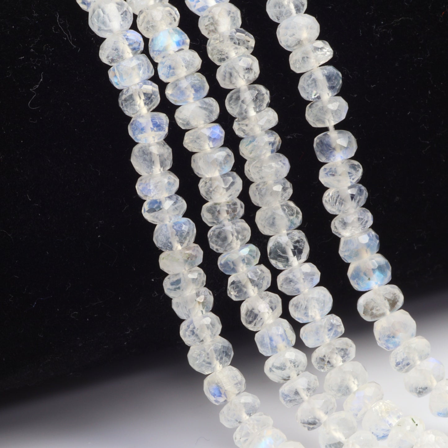 Blue Rainbow Moonstone 5mm Faceted Rondelles Bead Strand