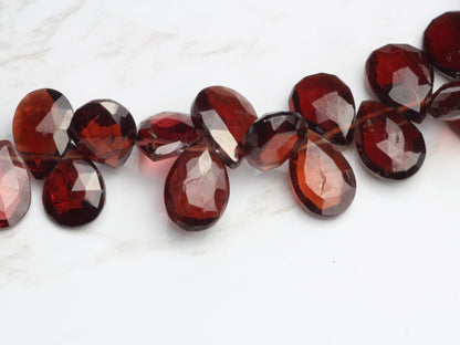 Red Garnet 9x7mm Faceted Pear Shaped Briolettes
