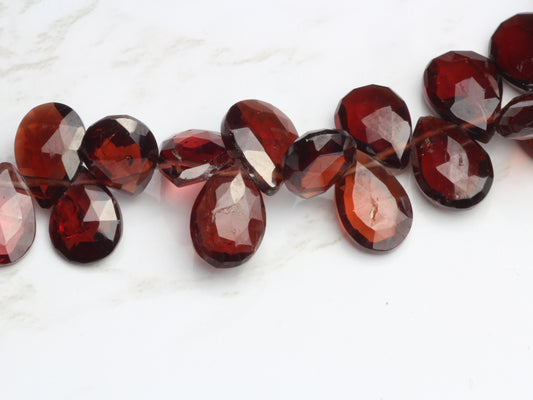 Red Garnet 9x7mm Faceted Pear Shaped Briolettes