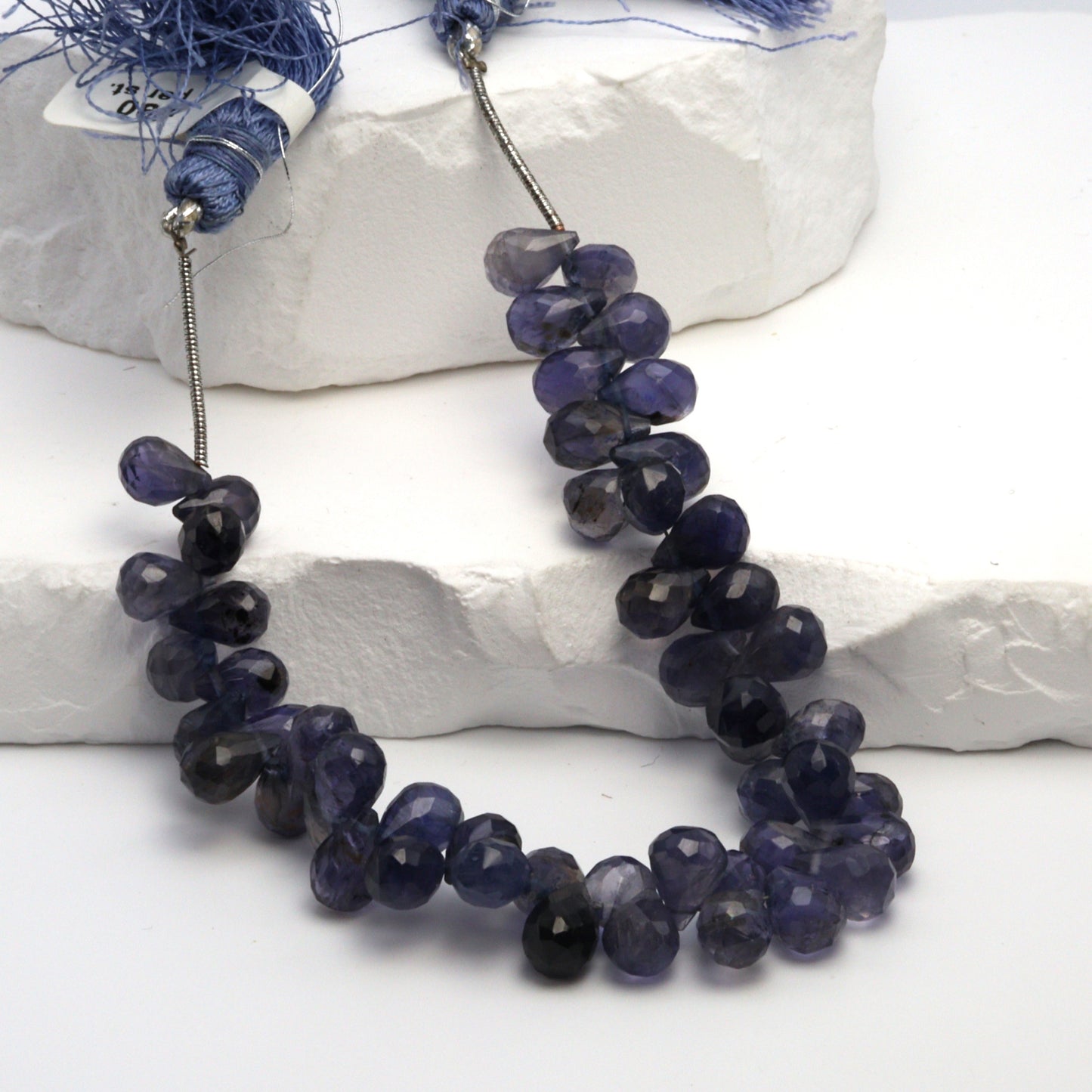 Blue Iolite 9x6mm Faceted Teardrop Briolettes