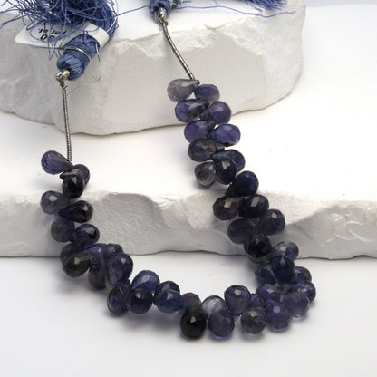 Blue Iolite 9x6mm Faceted Teardrop Briolettes